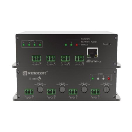 Relacart Block4, преобразователь аудиосигналов в формат dante